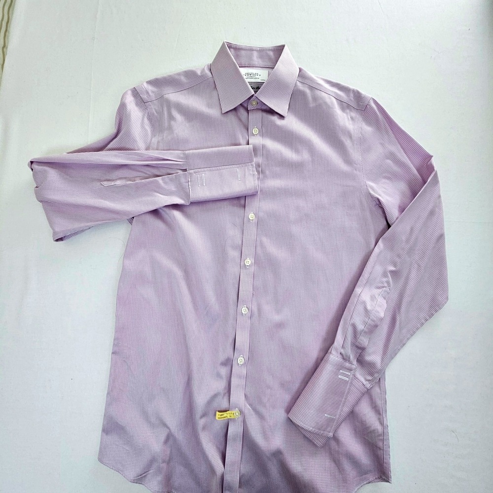 Charles Tyrwhitt Mens Extra Slim Fit NonIron Micro Check French Cuff Shirt 16 35 - Picture 2 of 9